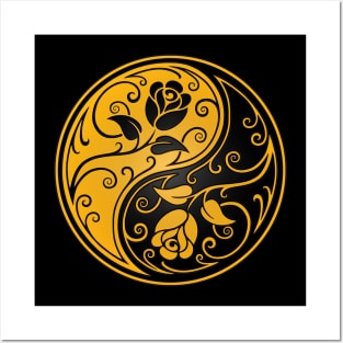 Yellow and Black Yin Yang Roses Posters and Art